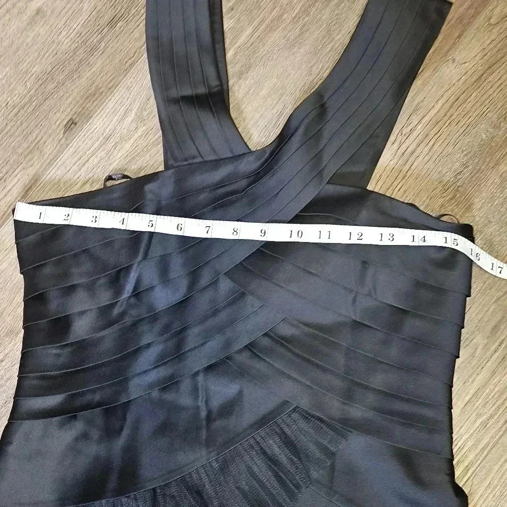 BCBG Maxazria Black Multilayered Satin Tulle Formal Mini Dress Sz 8 Evening Wear - Picture 9 of 13